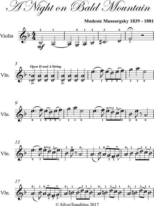 Title details for A Night on Bald Mountain Easy Violin Sheet Music by Modest Mussorgsky - Available